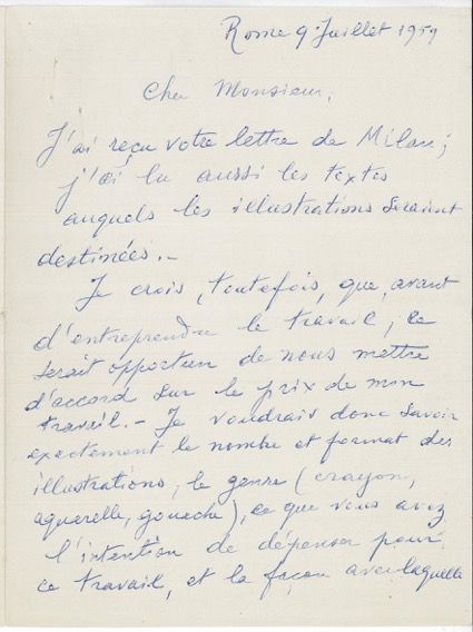 Three letters by de Chirico from an unpublished correspondence donated to the Foundation